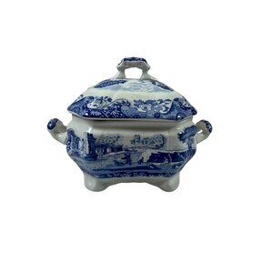 Spode Blue Italian Miniature Soup Tureen and Lid Made in England Mini